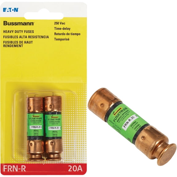 Bussmann BP/FRN-R-20 20 Amp Fusetron Dual Element Time-Delay Current Limiting Class RK5 Fuse, 250V Carded UL Listed, by Bussmann