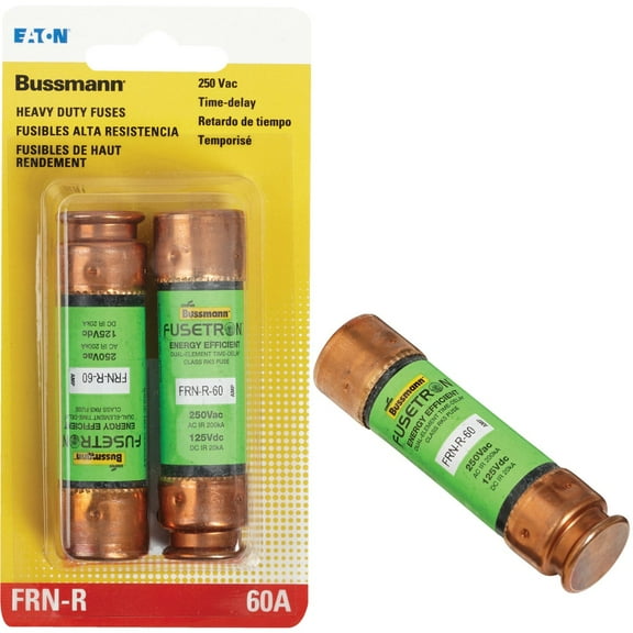 Bussmann BP/FRN-R-60 60 Amp Fusetron Dual Element Time-Delay Current Limiting Class RK5 Fuse, 250V Carded UL Listed, 2-Pack