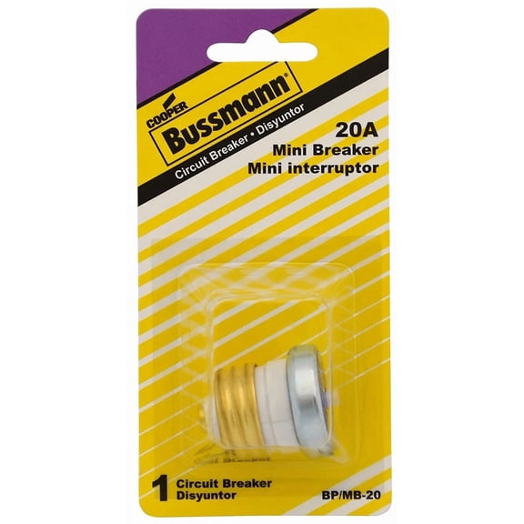 Bussmann BP/MB-20 20 Amp Edison Base Plug Fuse Circuit Breaker, 125V by Bussmann