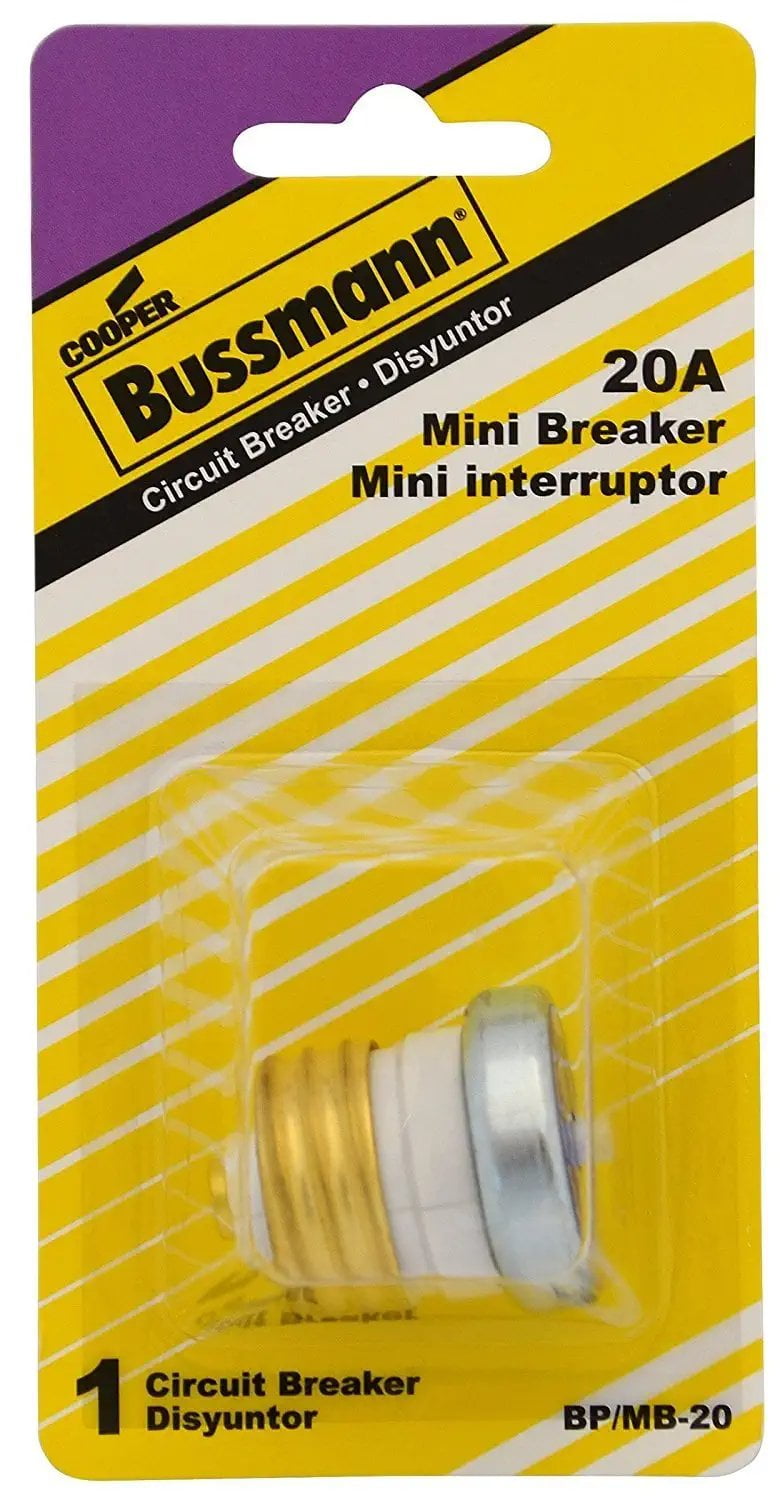 Bussmann BP/MB20 20 Amp Edison Base Plug Fuse Circuit Breaker, 125V by