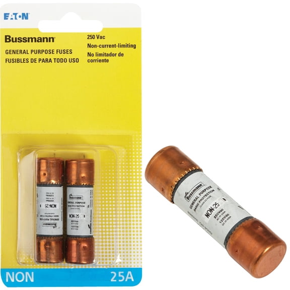 Bussmann BP/NON-25 25 Amp One-Time Cartridge Fuse Non-Current Limiting Class K5 250V UL Listed Carded, 2-Pack by Bussmann