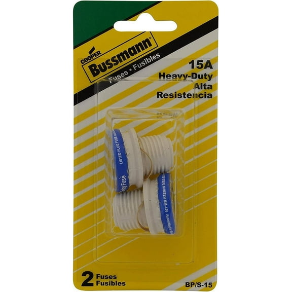Bussmann BP/S-15 15 Amp Type S Time-Delay Dual-Element Plug Fuse Rejection Base, 125V UL Listed Carded, 2-Pack by Bussmann