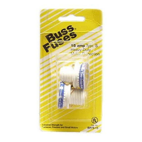 Bussmann BP/S-15 15 Amp Type S Time-Delay Dual-Element Plug Fuse Rejection Base, 125V UL Listed Carded