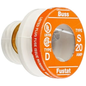 Bussmann BP/S-20 20 Amp Type S Time-Delay Dual-Element Plug Fuse Rejection Base, 125V UL Listed Carded, 2-Pack