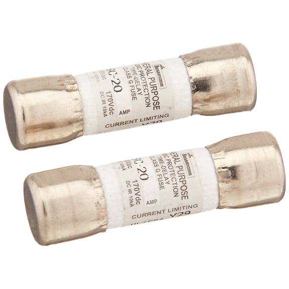 Bussmann Time-Delay Class G Cartridge Fuse SC-20 - 20 Amp, 600V, Heavy Duty - 2 Pack