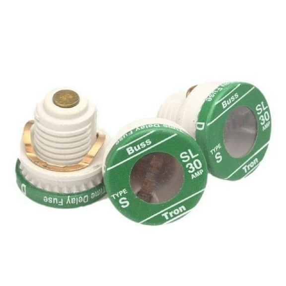 Bussmann BP/SL-30 30 Amp Time Delay Loaded Link Rejection Base Plug Fuse, 125V UL Listed Carded, 3-Pack