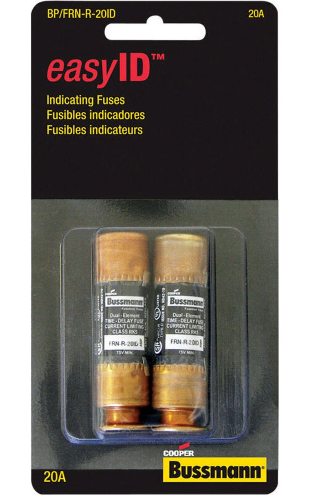 Bussmann EasyID 20 amps Dual Element Time Delay Fuse 2 pk - Total Qty: 1; Each Pack Qty: 2; Total Items Rec: 2