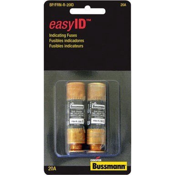 Bussmann FRN-R-20ID 20-Amp EasyID Fusetron Dual Element Time-Delay Current Limiting Fuse Class Rk5 250-volt, 2-Pack