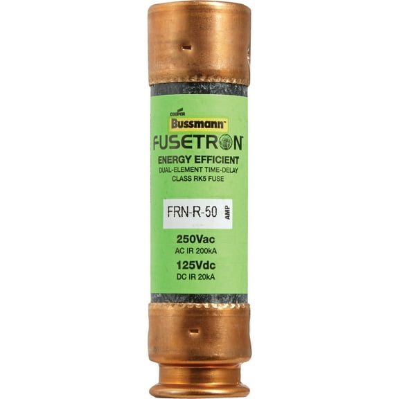 Bussmann FRN-R-50 50 Amp Fusetron Dual Element Time-Delay Current Limiting Fuse Class RK5, 250V UL Listed by Bussmann
