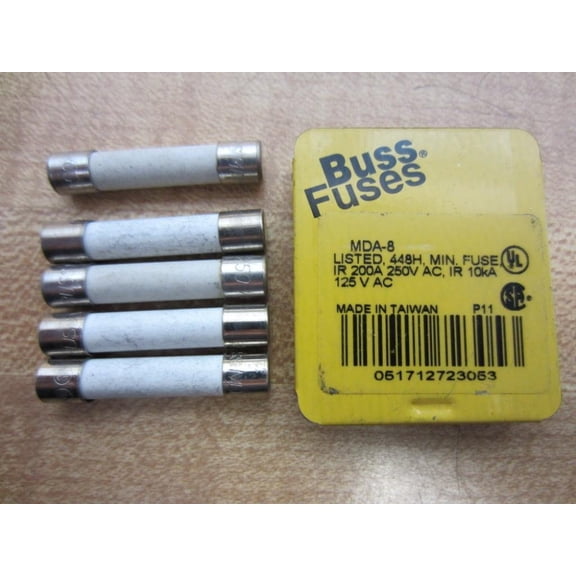 Bussmann MDA-8 Buss MDA8 Fuses 8A 250V (Pack of 5)