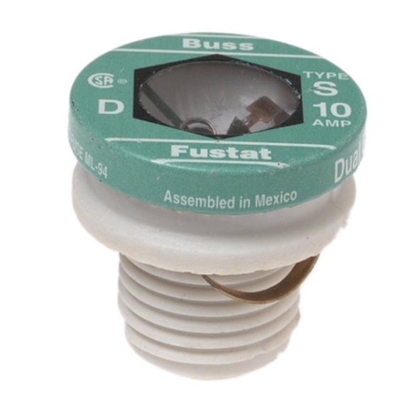 Bussmann S-10 10 Amp Type S Time-Delay Dual-Element Plug Fuse Rejection Base, 125V UL Listed by Bussmann