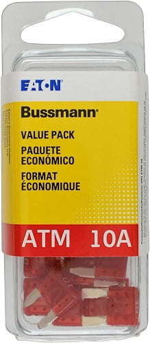 Bussmann (VP/ATM-10-RP) Red 10 Amp Fast Acting ATM Mini Fuse, (Pack of 25)