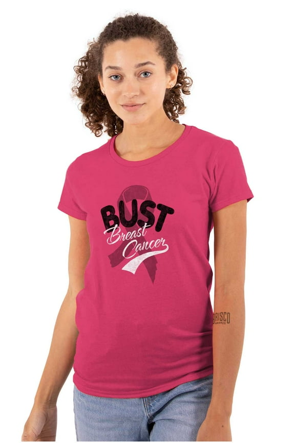 Bust Breast Cancer Pink Ribbon BCA Womens Slim Fit Graphic Tee Brisco Brands S