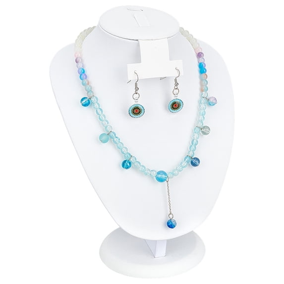 Bust Necklace Display Stand Multi-Function PU Leather Jewelry Display Holder White Jewelry Organizer DIY