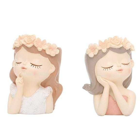 Bust Vase Planter,Bust Vase Planters Portrait Planter Flower Pot,Female Head Small Succulent Pots Statue Decor,Girl Vase Sculpture Indoor Plant Pot Flowerpot,Resin Plant Pot Holder