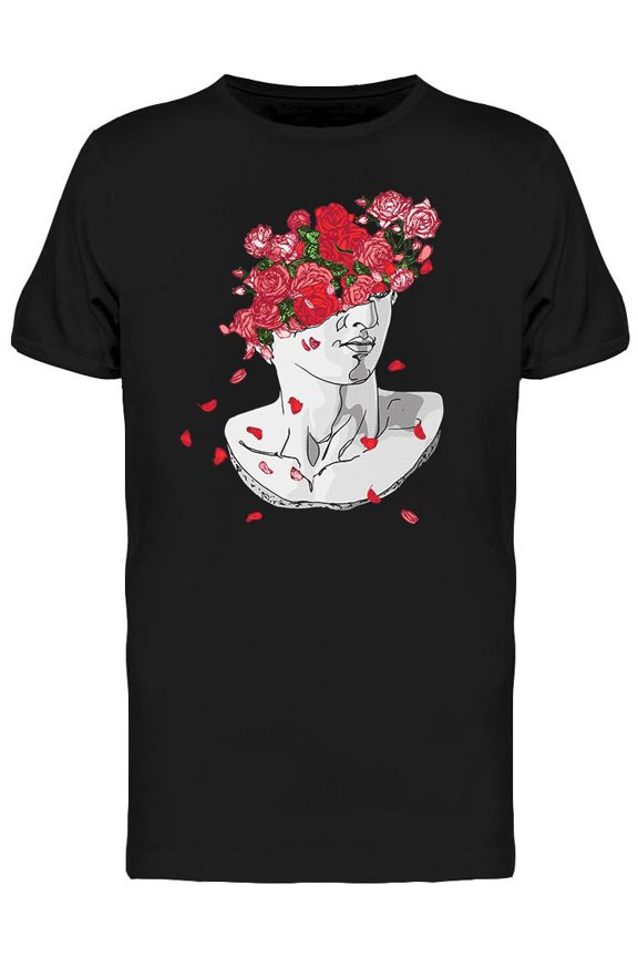 Bust With Red Roses T-Shirt Men -Image by Shutterstock, Male Medium