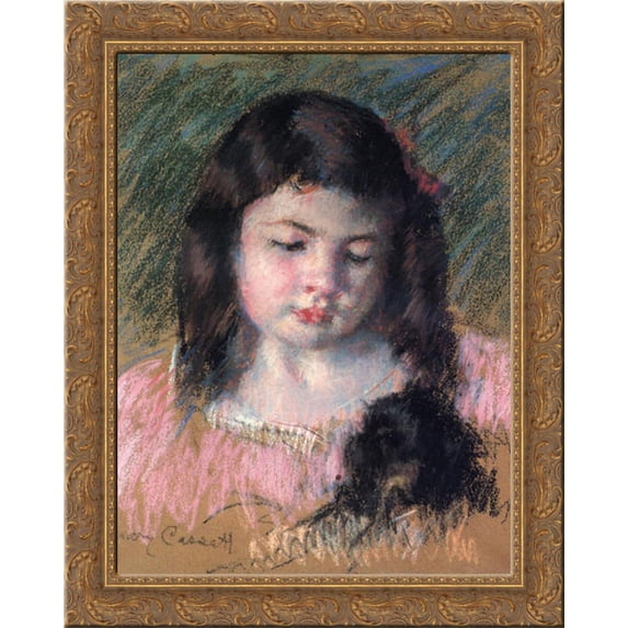 Bust of Francoise Looking Down 20x23 Gold Ornate Wood Framed Canvas Art by Cassatt, Mary,