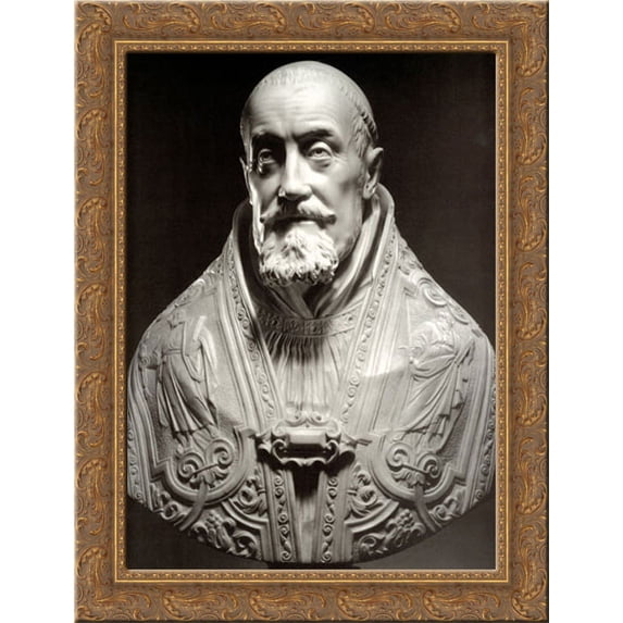 Bust of Pope Gregory XV 20x24 Gold Ornate Wood Framed Canvas Art by Bernini, Gian Lorenzo