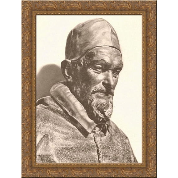 Bust of Pope Innocent X 20x24 Gold Ornate Wood Framed Canvas Art by Algardi, Alessandro
