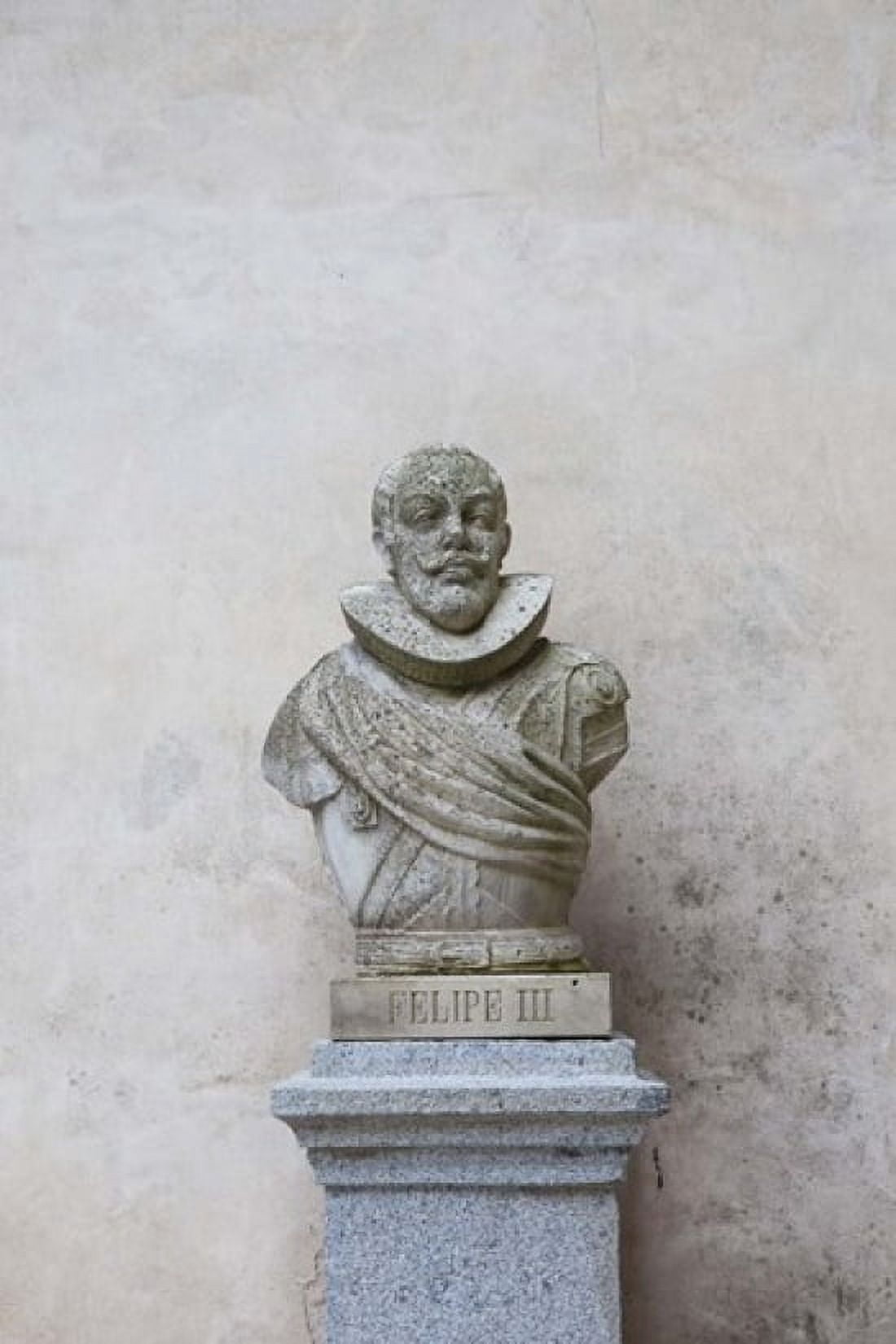 Bust of Spanish King Philip III The Alcazar Segovia Spain Canvas Art - Walter Bibikow DanitaDelimont (18 x 24)