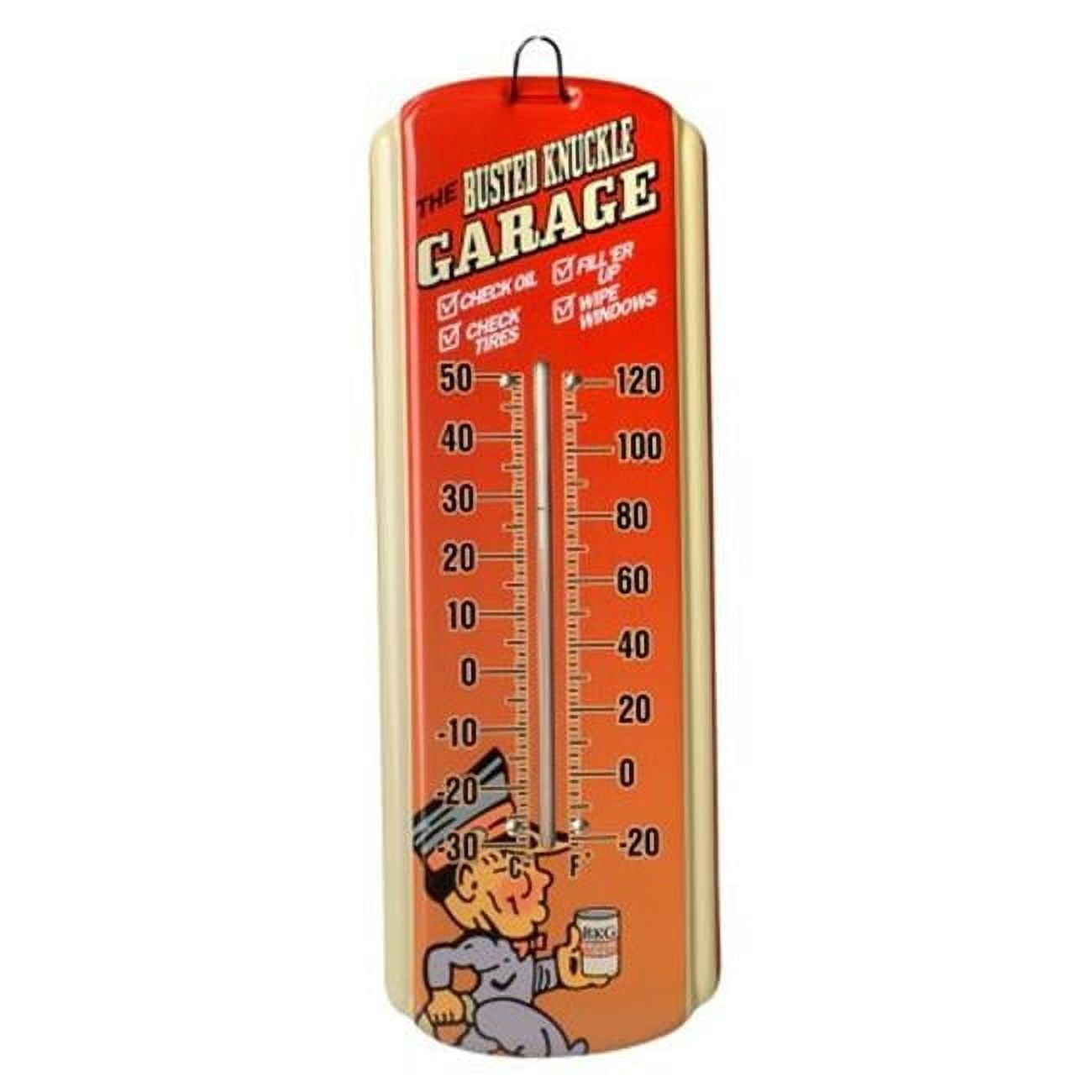 Busted Knuckle Garage  0.75 in. Metal Wall Mount Mini Thermometer