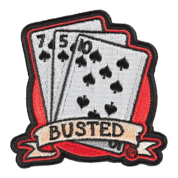 Busted Losing Hand Playing Cards Patch, Gambling, Manufactured by PatchStop