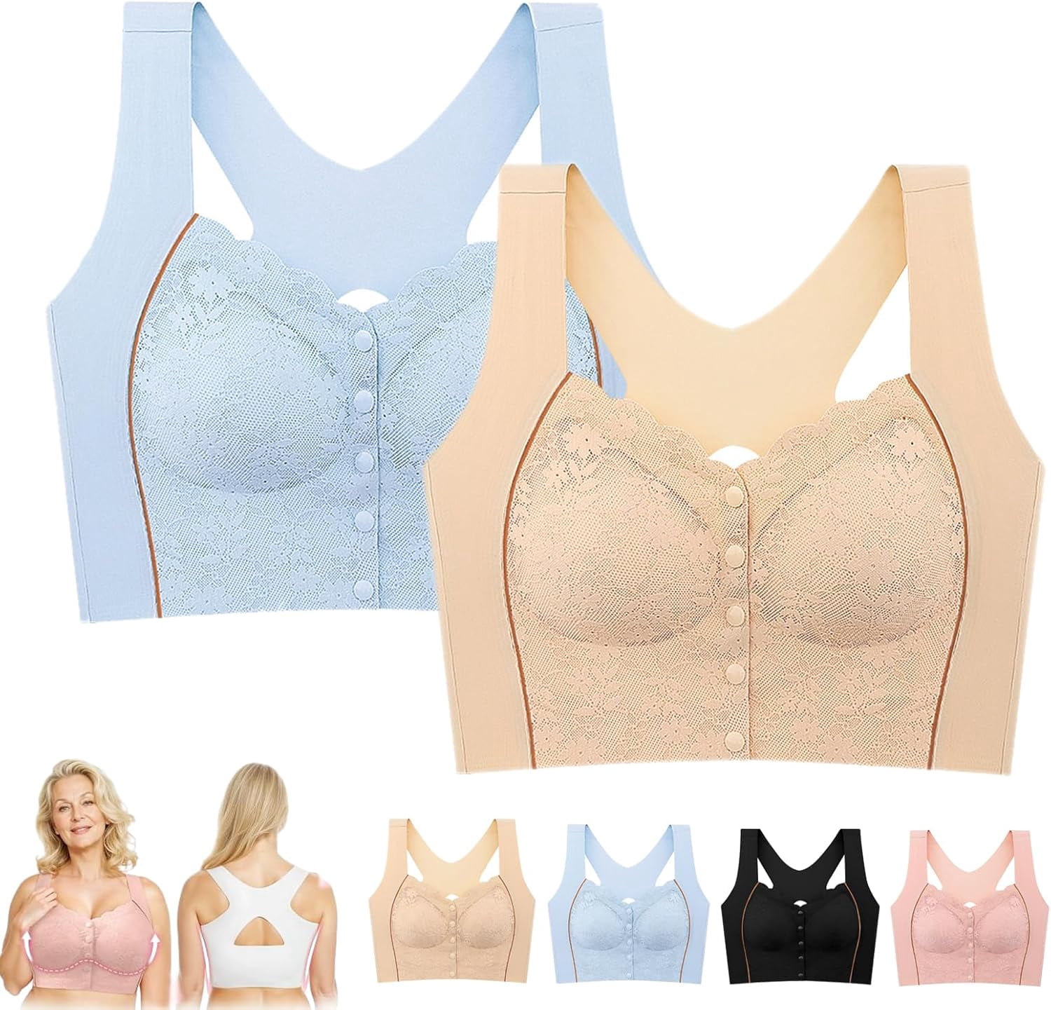 Bustella - Front Button Powerful Shaping Comfy Bra, Button-Up Comfy ...