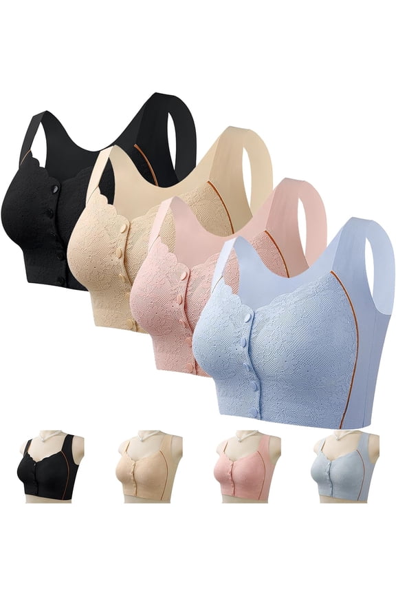 Bustella Front Closure Bras for Women - Button-Up Posture Corrector Bra, Seamless Cooling Comfort Bra with Side Support & Lift, Soft Nylon Spandex Fabric