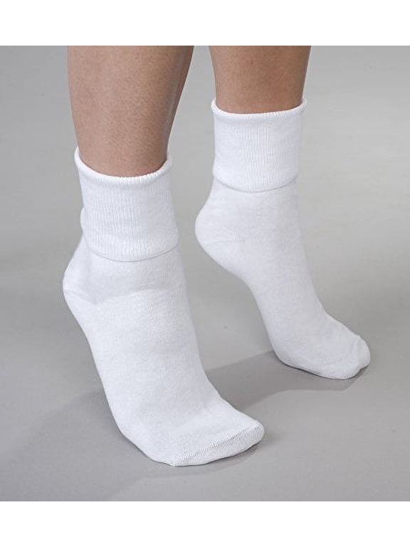 6-Pack Women's White Solid Cotton Socks, Seamless, Size 11 Fits Shoe size 9.5-10.5