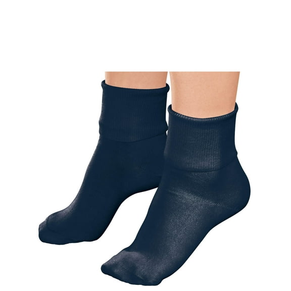Buster Brown Women's Socks, 3-Pack, 100% Cotton Bobby Sock, 3 Pairs Navy Blue, Large, Fits Shoe Size 9.5-10.5