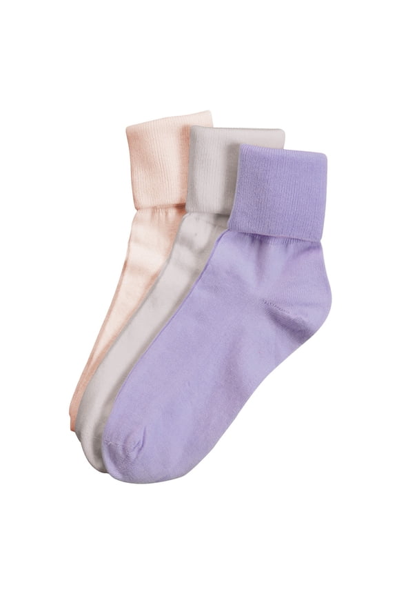 Women's Socks, 3-Pack, 100% Cotton Bobby Sock, 3 Pairs Small Vibrant, Fits Shoe Size 5-7