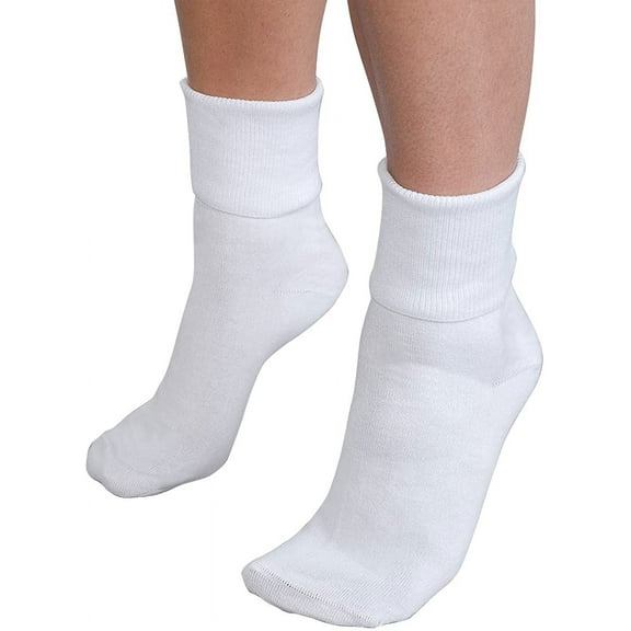 Buster Brown Women's Socks Cotton Blend Foldover Cuff Socks, One Size Fits Most, White 3-Pack