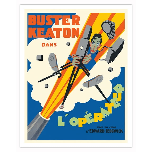 Buster Keaton in The Operator (L’Opérateur) - Vintage French Film Movie Poster c.1928 - Fine Art Matte Paper Print (Unframed) 11x14in