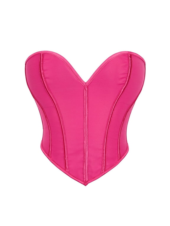 Bustier Corset Plus Size, Fashion Women's Casual Solid Body Shape Waist Trainer Underbust Corset Belt Wear Tops New Bustier Corset Renaissance Style B-4 Pinks S