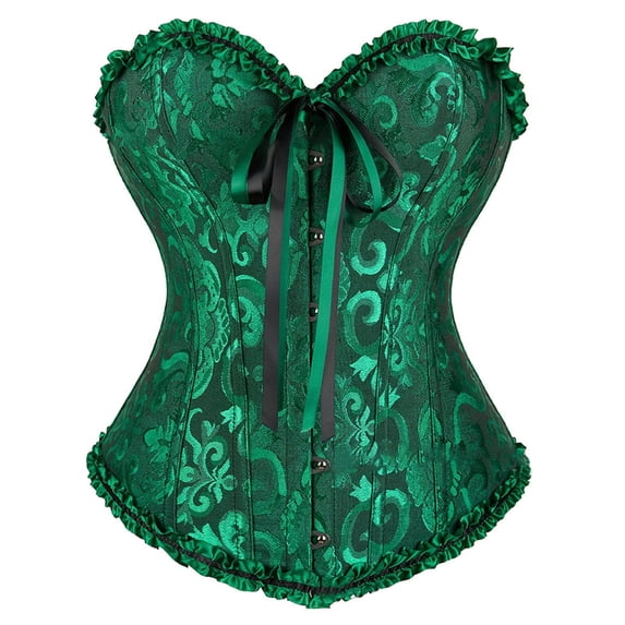 Bustier Corset Tops for Women Medieval Corset Bodysuit Lace Waist Push Up Bodysuit Corset Shapewear Corset Top Renaissance Gothic Corset Western Outfit for Women Green XL