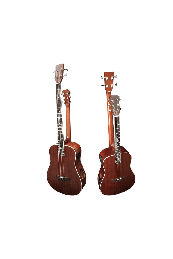 Acoustic Electric Guitar 4 String Bass 6 String Lead Acoustic, Travel Acoustic Guitar with Classical Metal Heel 41 inch Bass Guitar, 39inch Acoustic, Double Neck Guitar (Brown) All Levels