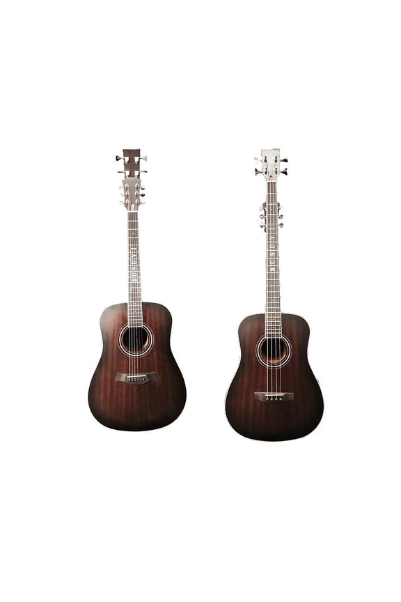 Electric Guitar 4 String Bass 6 String Lead Acoustic, Travel Acoustic Guitar with Classical Metal Heel 41inch Bass Guitar, 39inch Acoustic Guitar, Double Neck Guitar (TBlack)