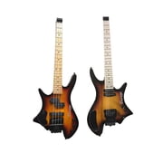 Busuyi Electric Guitar 4 String Bass 6 String Lead Headless, Travel Electric Guitar with Short Scale Bass Guitar, Tremolo Bridge, Single Neck Guitar Sunset