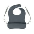 thumbnail image 1 of Busy Baby Silicone, BPA-Free Toddler and Baby Bib with Food Catcher and Utensil Straps, Pewter, 1 of 5