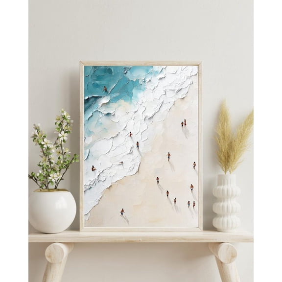Busy Beach Art Werner Bronkhorst Style Modern Wall Decor, Unframed Poster