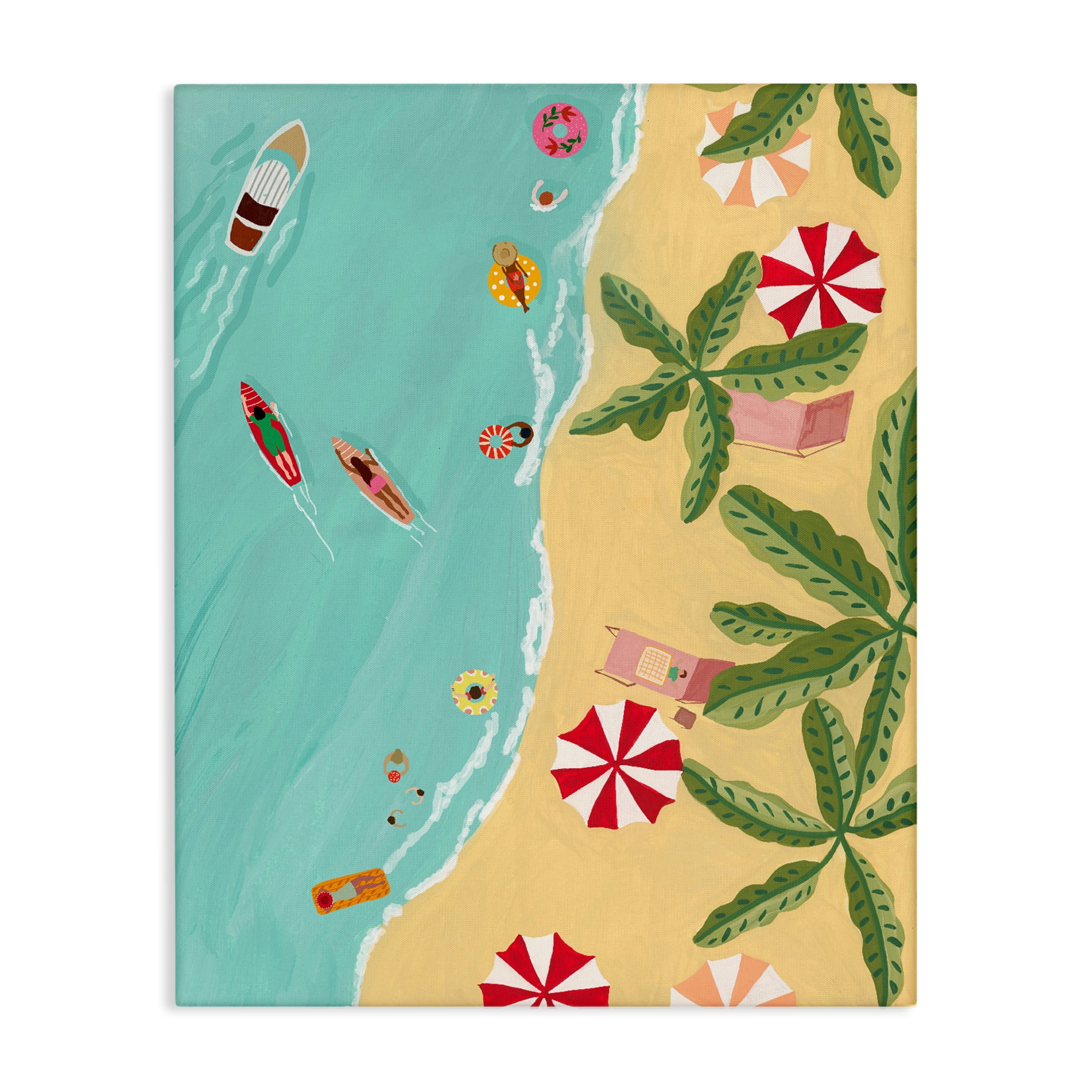 Busy Beach Day Hangout Canvas Wall Art, design by Nabeela Rumi