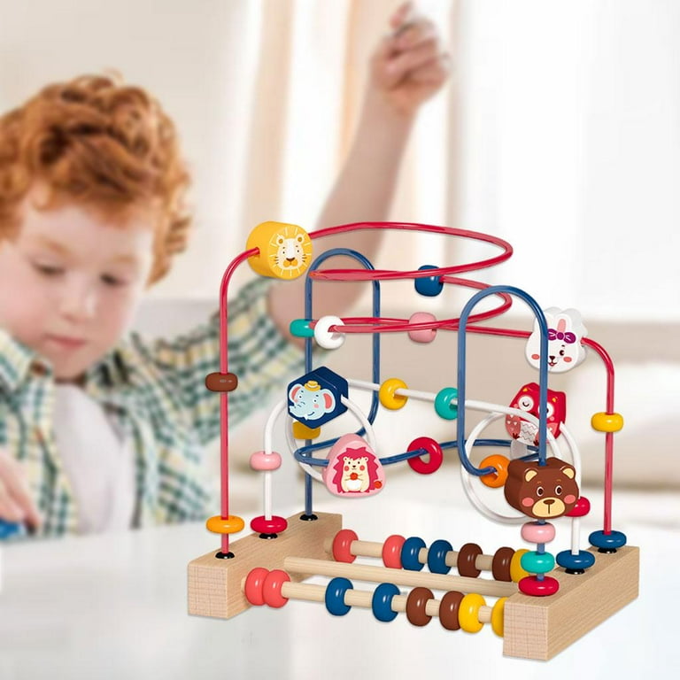 Busy Beads for Early Educational Colorful Abacus Roller Coaster Educational Kids Sliding Beads on Twists Wire Training Child for Baby Animals