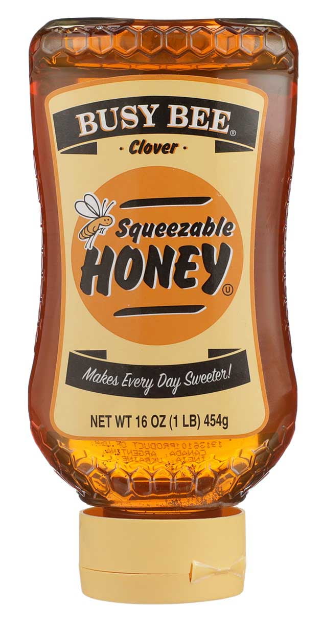 Busy Bee Import Honey Bottle, 16 Ounce, 12 Per Case