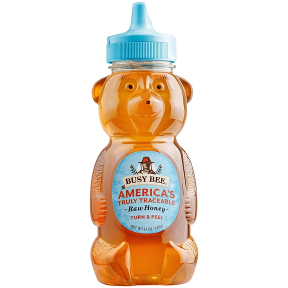 Busy Bee Raw Honey, 100% Traceable USA Honey, 2 pack (12 oz each), Plastic Squeeze Bear