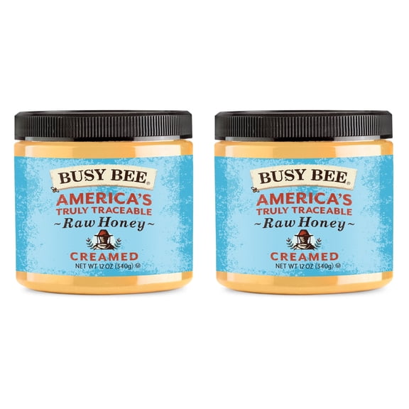 Busy Bee Raw Honey, 100% Traceable USA Honey, 24 oz, Spreadable Creamed Honey, Trace Your Honey
