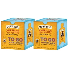 Busy Bee Raw Honey, 100% Traceable USA Honey, Convenient To Go Packets (40 Packets Total)
