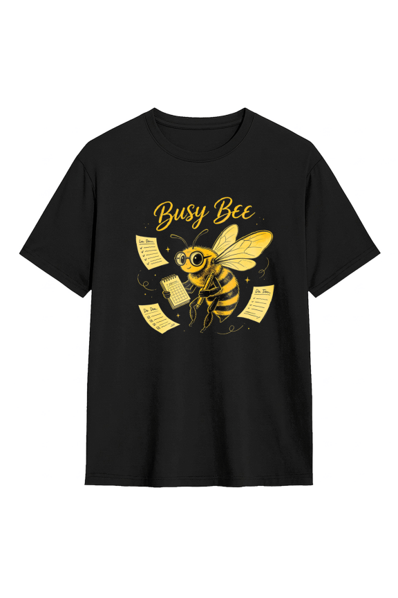 Busy Bee Retro Graphic Tee For Women, Witty Work Cotton Short Sleeves T-Shirt