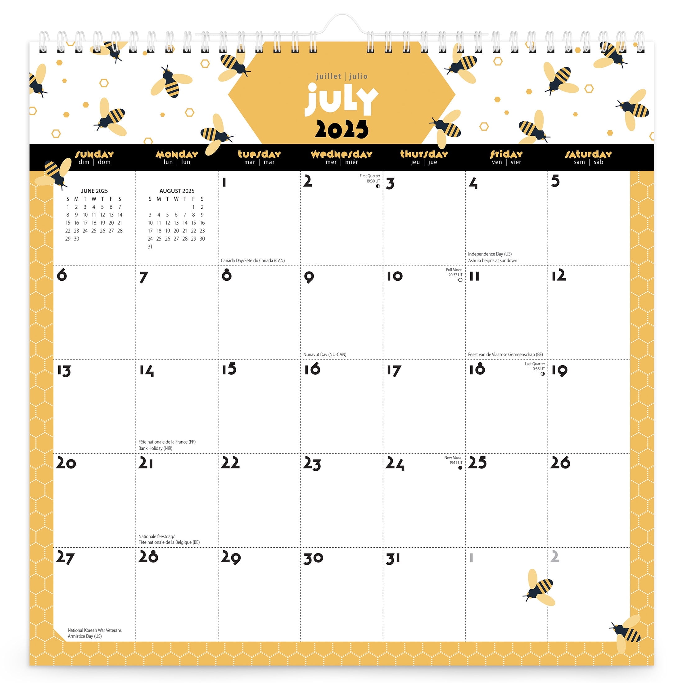 Busy Bees | 2026 12x12" (Hanging) 18 Months Academic Wire-O Calendar | July 2025 - December 2026