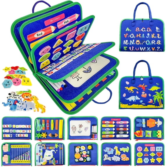 Busy Board - Montessori Busy Book for Kids, Preschool Learning Activities Book, Educational Toy for Travel, Learning Motor Skills