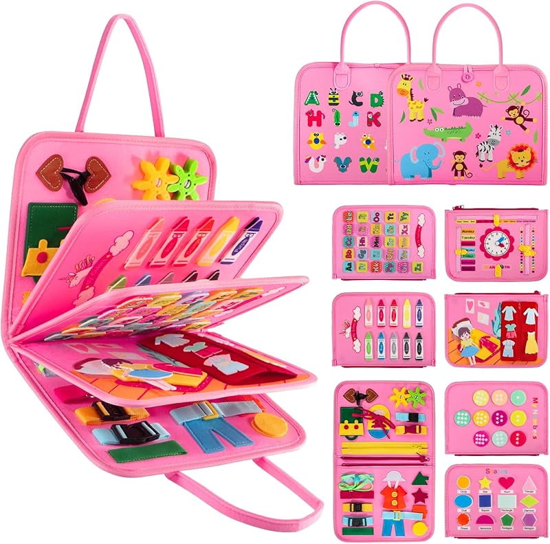 Busy Board Montessori Toys for 1 2 3 4 Year Old Boys & Girls, Sensory ...